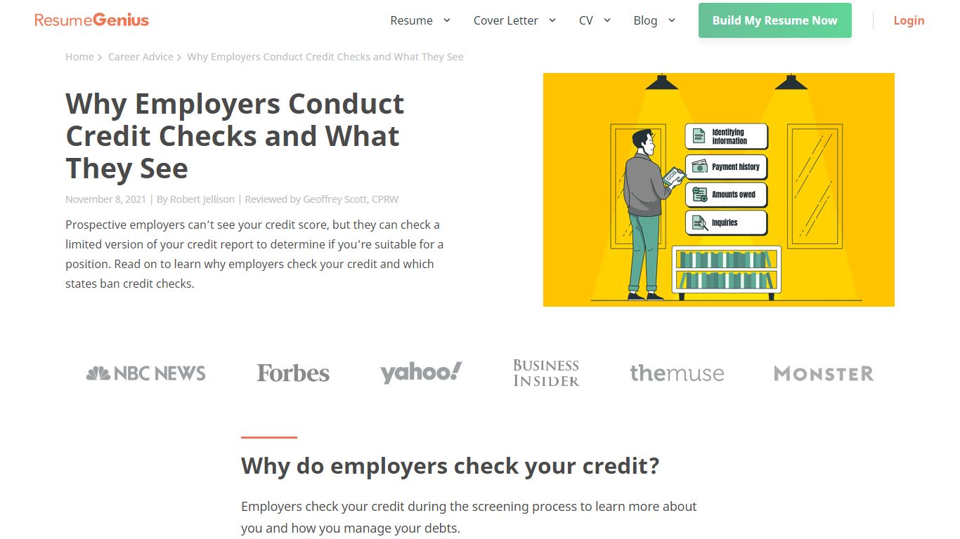 Why Employers Conduct Credit Checks and What They See - Resume Genius